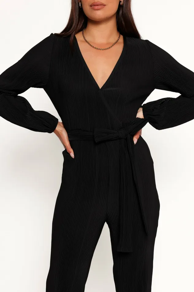 Jumpsuits and Rompers Women Solange Plisse Jumpsuit Black Petal and Pup