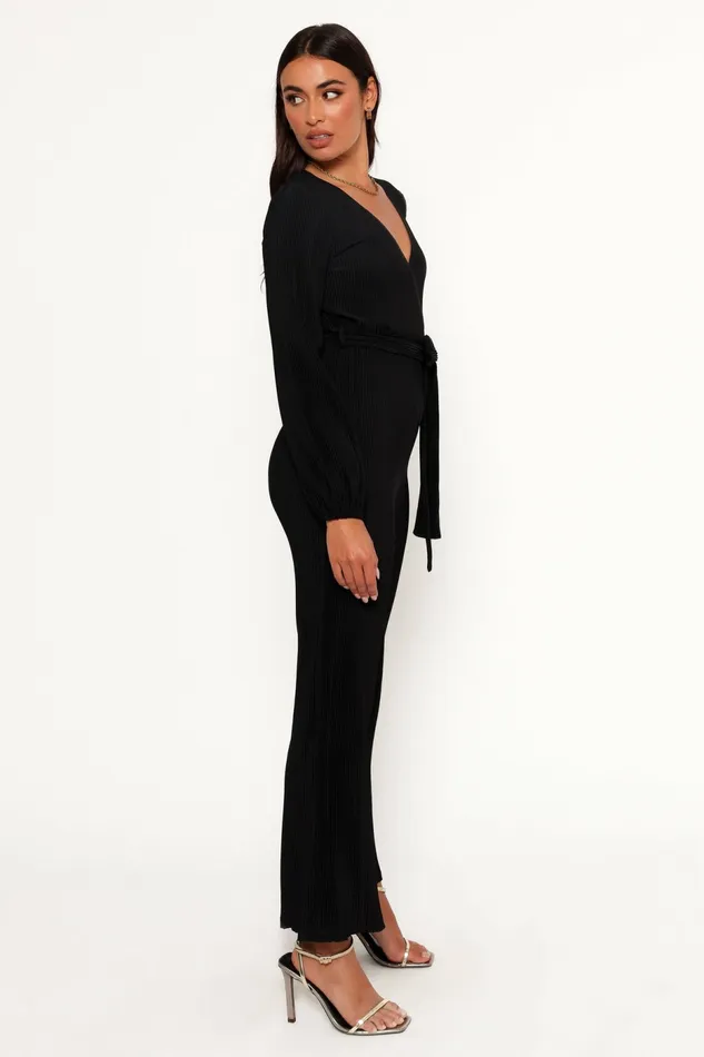 Jumpsuits and Rompers Women Solange Plisse Jumpsuit Black Petal and Pup