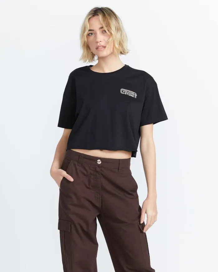 Just A Trim Short Sleeve Tee 8211 Black Womens Volcom Tops