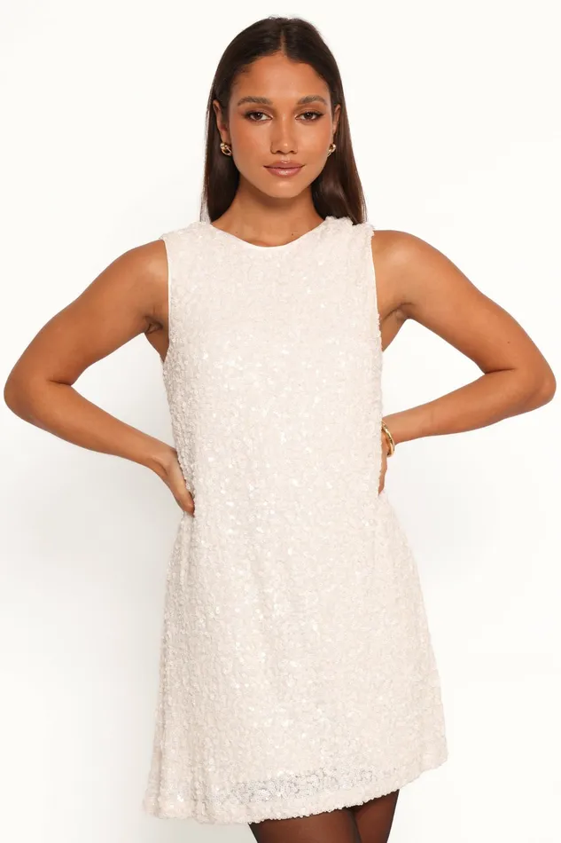 Kezie Sequin Mini Dress Cream Dresses Petal and Pup Women