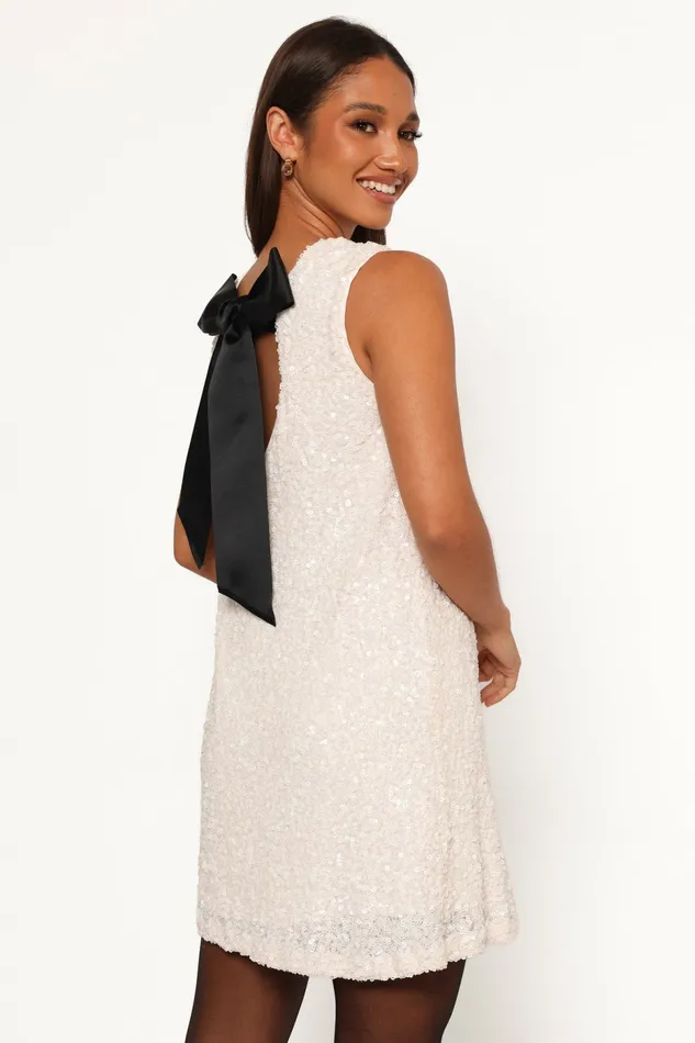 Kezie Sequin Mini Dress Cream Dresses Petal and Pup Women