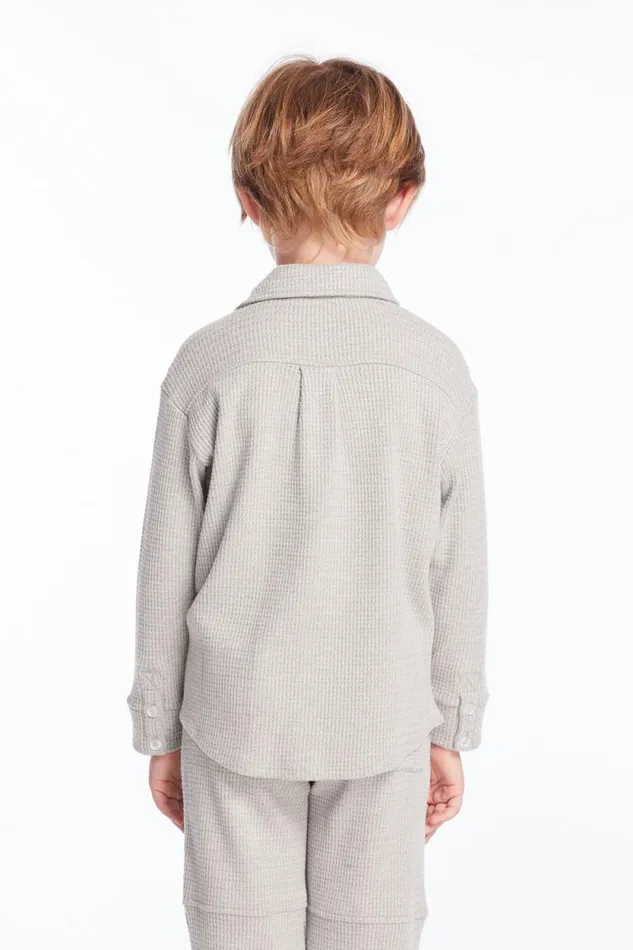 Kids Chaser Brand Boys Boys Heather Grey Long Sleeve Button Down Collar Shirt