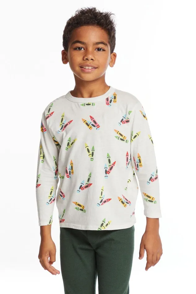 Kids Chaser Brand Boys Coloring Time Boys Long Sleeve Crew Neck Tee