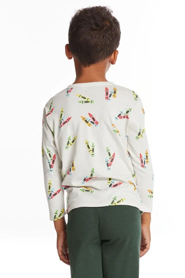 Kids Chaser Brand Boys Coloring Time Boys Long Sleeve Crew Neck Tee