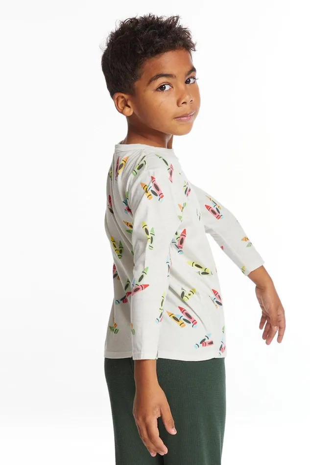 Kids Chaser Brand Boys Coloring Time Boys Long Sleeve Crew Neck Tee