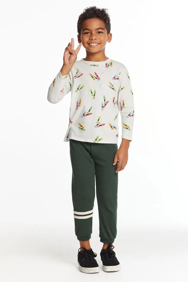 Kids Chaser Brand Boys Coloring Time Boys Long Sleeve Crew Neck Tee