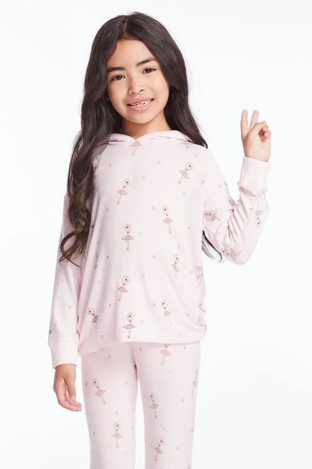 Kids Chaser Brand Girls Allover Ballerinas Girls Pullover Hoodie