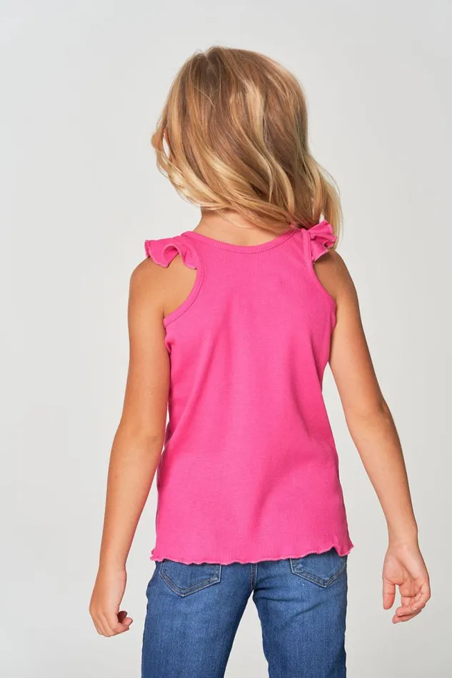 Kids Chaser Brand Girls Girls RPET Vintage Rib Ruffle Racer Tank