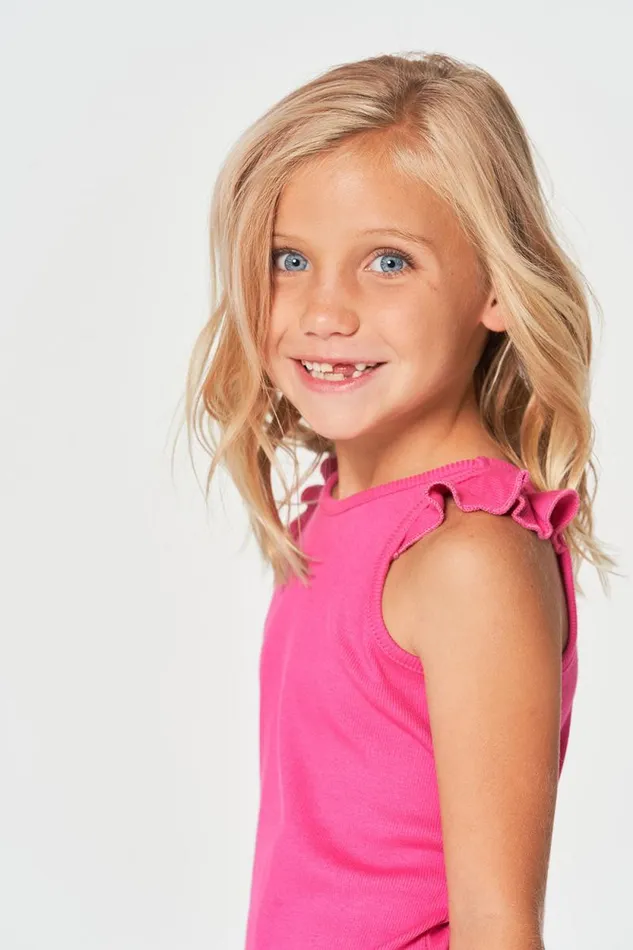 Kids Chaser Brand Girls Girls RPET Vintage Rib Ruffle Racer Tank
