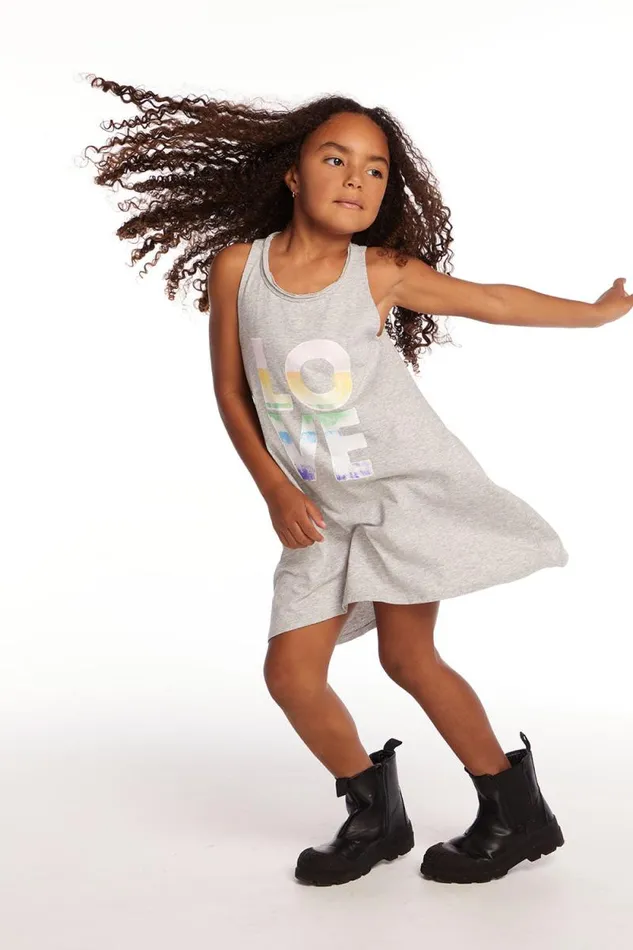 Kids Chaser Brand Girls Ombre Love Girls Cotton Jersey Tank Dress