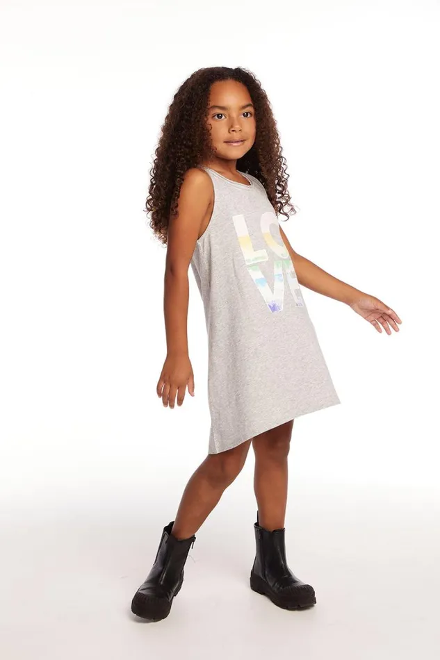 Kids Chaser Brand Girls Ombre Love Girls Cotton Jersey Tank Dress
