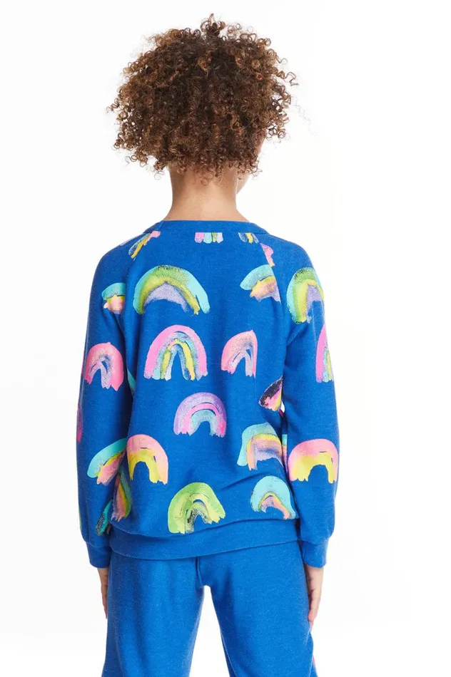 Kids Chaser Brand Girls Painted Rainbows Girls Love Knit Raglan Pullover