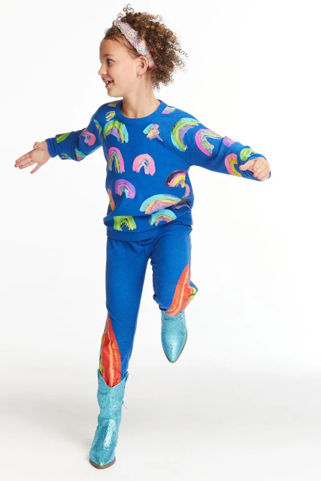 Kids Chaser Brand Girls Painted Rainbows Girls Love Knit Raglan Pullover