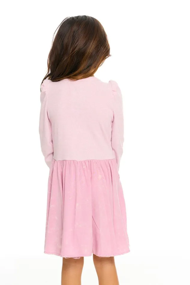 Kids Chaser Brand Girls Puff Long Sleeve Dress With Twirl Skirt