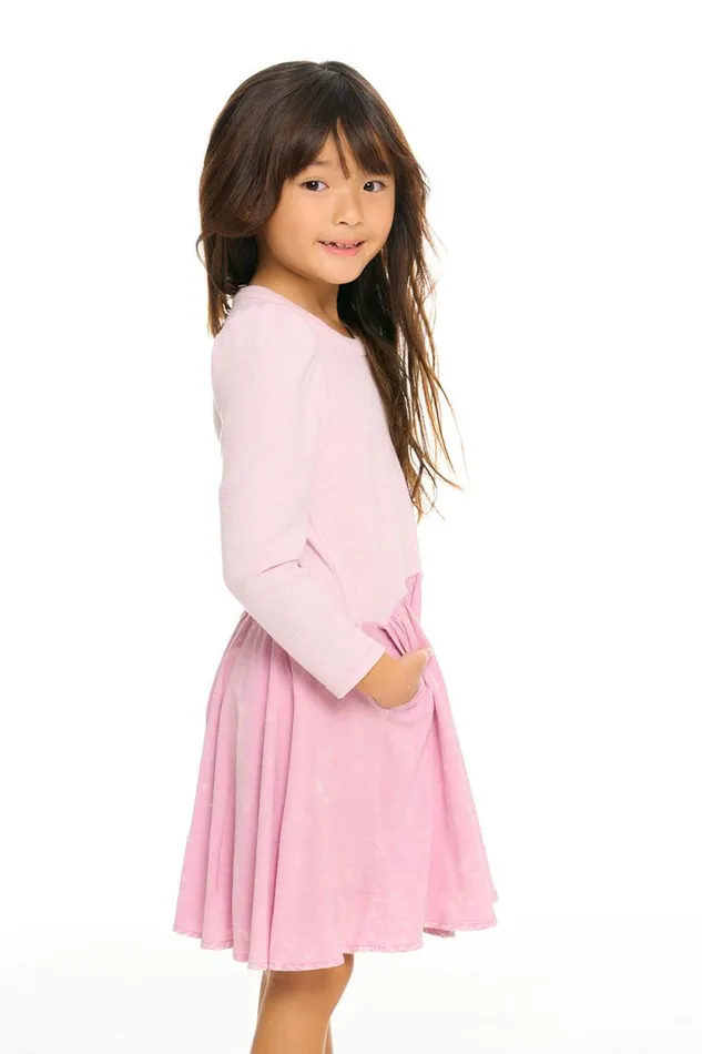 Kids Chaser Brand Girls Puff Long Sleeve Dress With Twirl Skirt