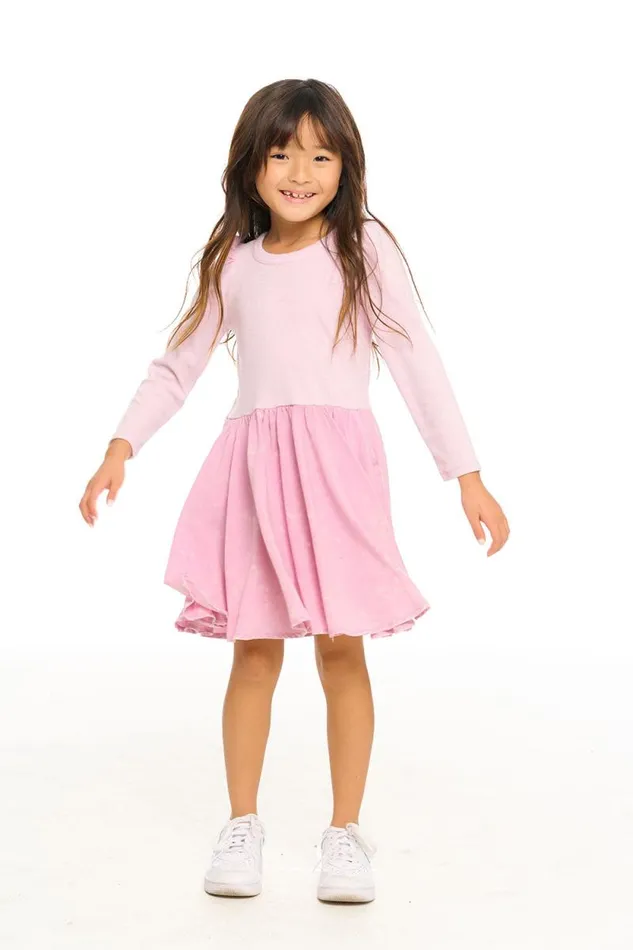 Kids Chaser Brand Girls Puff Long Sleeve Dress With Twirl Skirt