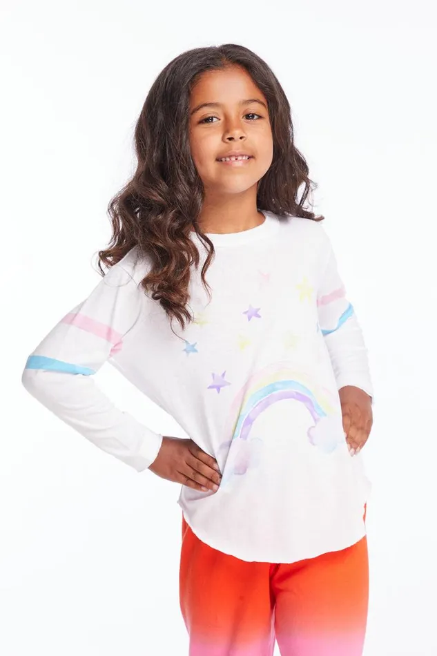Kids Chaser Brand Girls Rainbow Watercolor Girls Long Sleeve