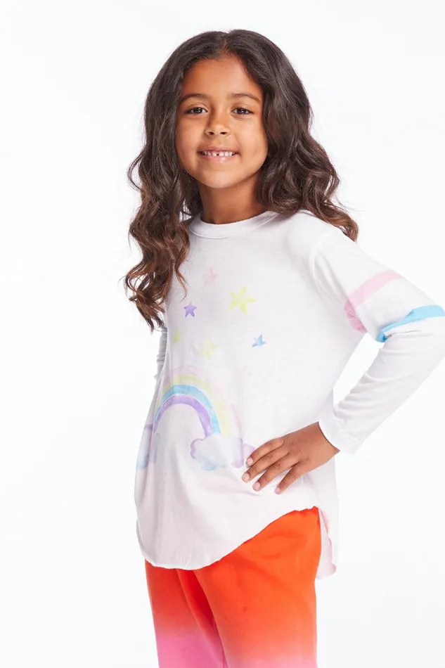 Kids Chaser Brand Girls Rainbow Watercolor Girls Long Sleeve