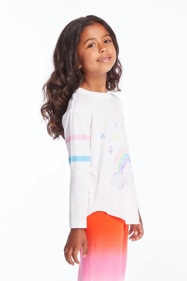 Kids Chaser Brand Girls Rainbow Watercolor Girls Long Sleeve