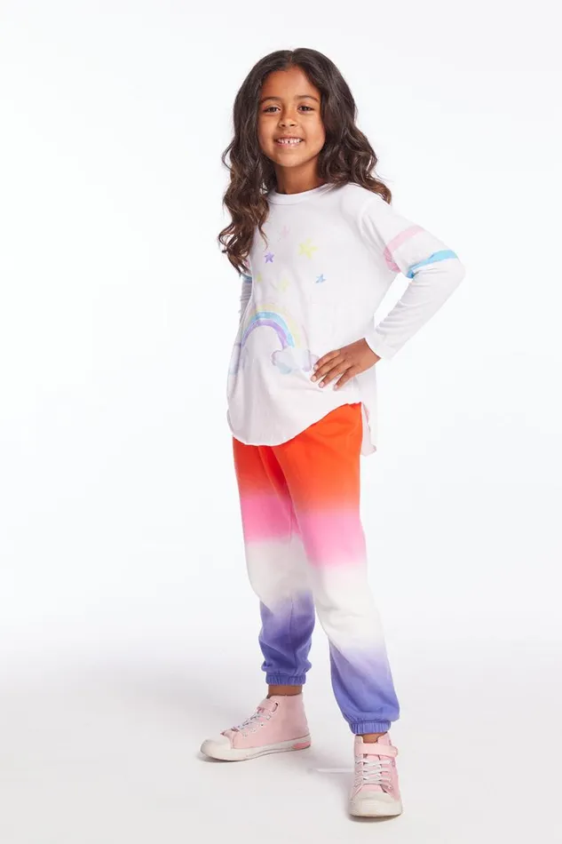Kids Chaser Brand Girls Rainbow Watercolor Girls Long Sleeve