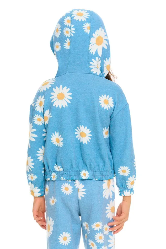 Kids Chaser Brand Girls Semi Cropped Shirred Hoodie Pullover