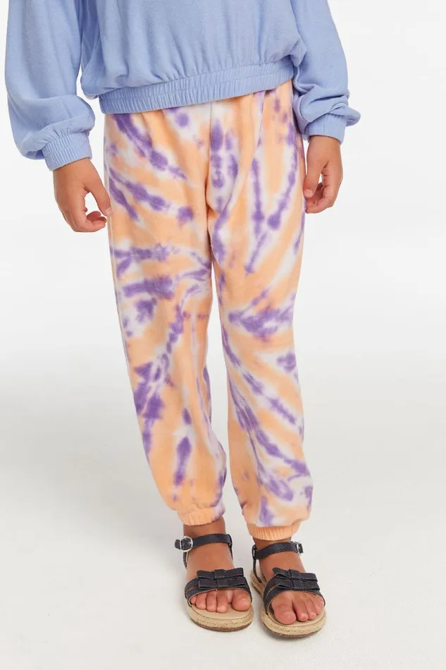 Kids Chaser Brand Girls Slim Peach Lavender Tie Dye Girls Slouchy Pant
