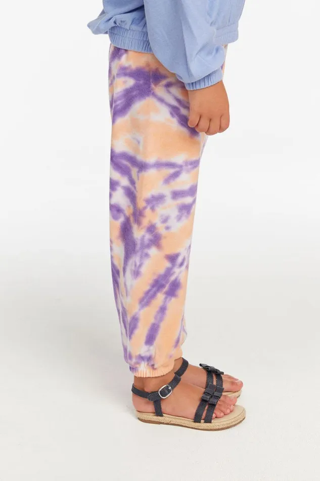 Kids Chaser Brand Girls Slim Peach Lavender Tie Dye Girls Slouchy Pant