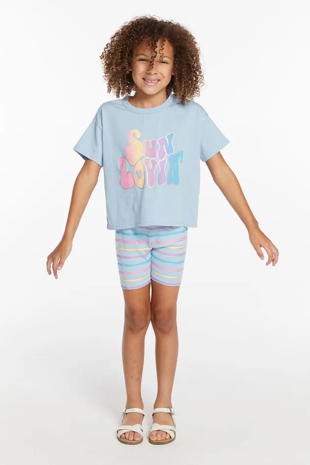 Kids Chaser Brand Girls Sun Lovin039 Stripe Girls Shorts