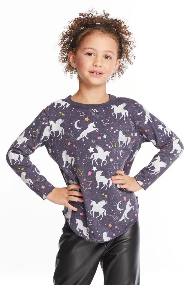 Kids Chaser Brand Girls Unicorn Dreams Girls Long Sleeve Pullover