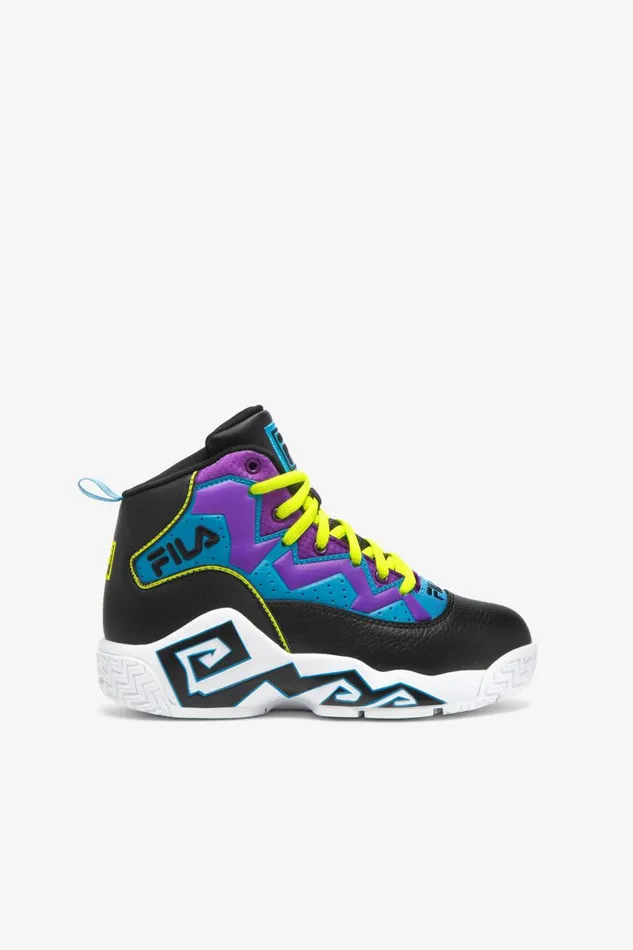 Kids Fila MB Big Mb Black Safety Yellow Electric Purple