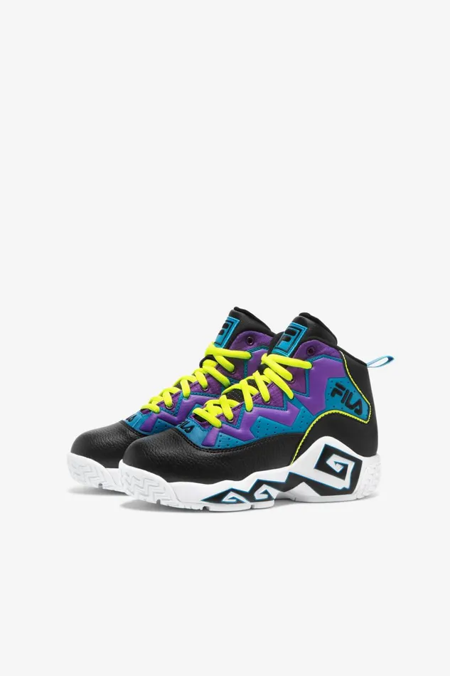 Kids Fila MB Big Mb Black Safety Yellow Electric Purple Kids Fila MB Big Mb Black Safety Yellow Electric Purple