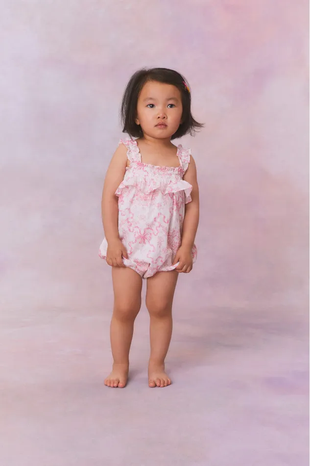 Kids LoveShackFancy Baby Baby Nadiana Floral Pinafore Bubblegum Blast