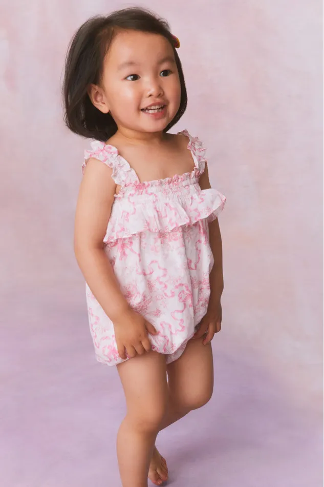 Kids LoveShackFancy Baby Baby Nadiana Floral Pinafore Bubblegum Blast
