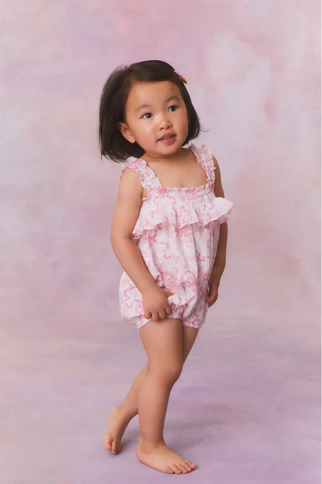 Kids LoveShackFancy Baby Baby Nadiana Floral Pinafore Bubblegum Blast