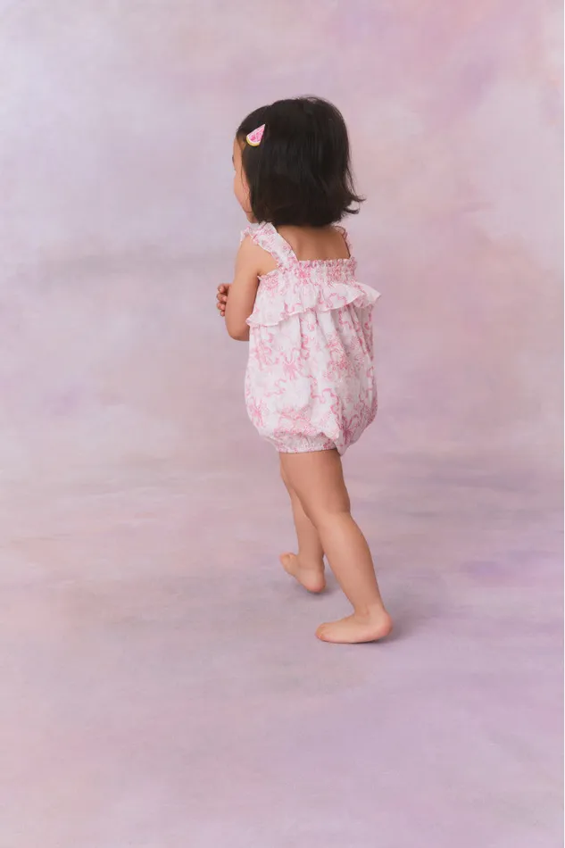 Kids LoveShackFancy Baby Baby Nadiana Floral Pinafore Bubblegum Blast