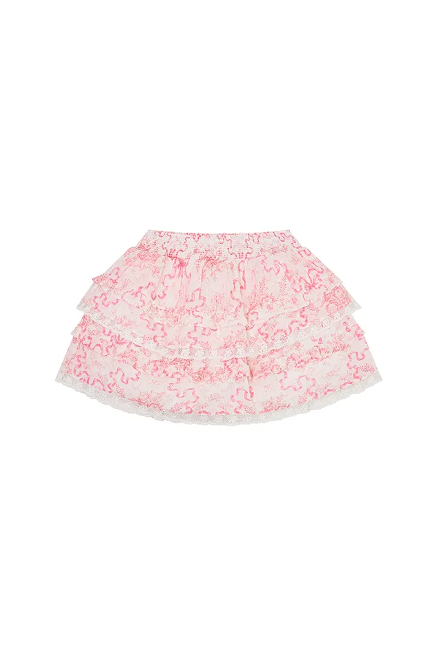 Kids LoveShackFancy Girls Girls Bow Print Billie Skirt Bubblegum Blast