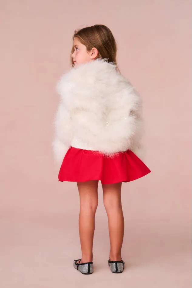 Kids LoveShackFancy Girls Girls Trislyn Fur Jacket Cream