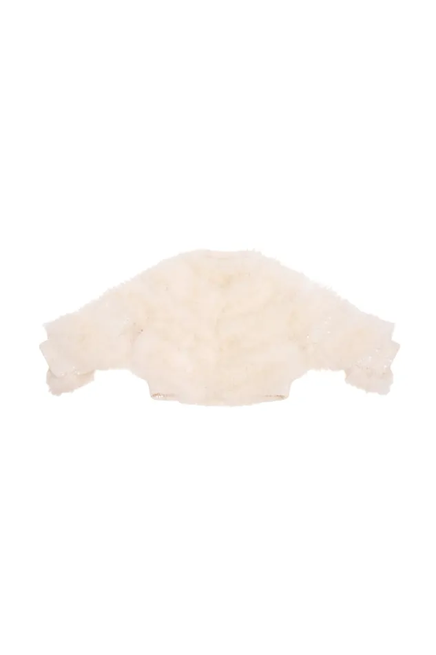 Kids LoveShackFancy Girls Girls Trislyn Fur Jacket Cream