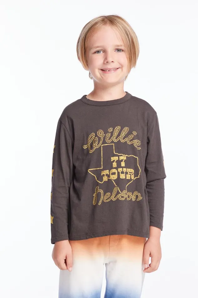 KidsWomens Chaser Brand Boys Willie Nelson 77 Tour Boys Long Sleeve