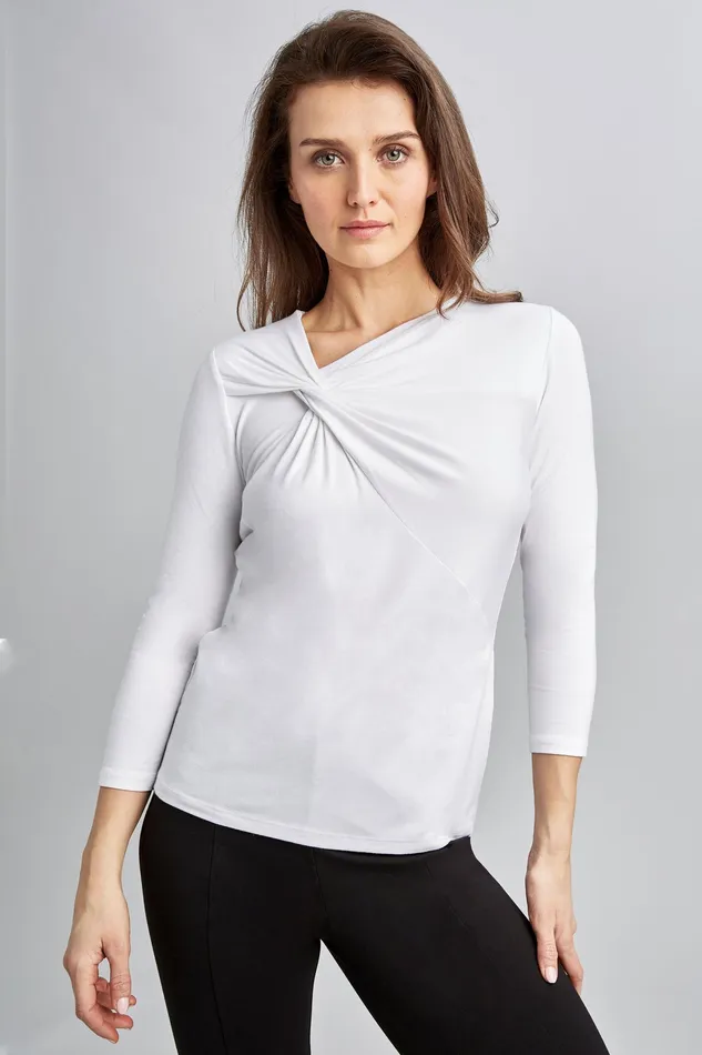 Knits and Sweaters Women Elie Tahari Asymmetrical 34 Twist Knit White