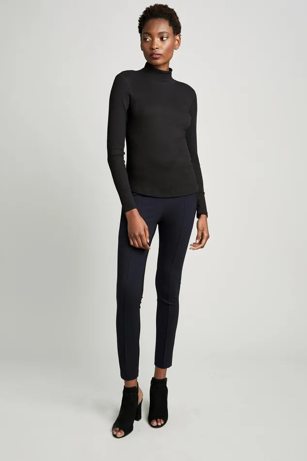 Knits and Sweaters Women Elie Tahari Mock Neck Long Sleeve Ribbed Knit Noir
