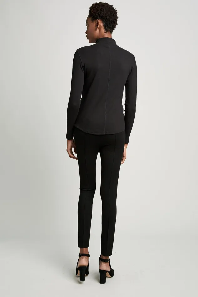 Knits and Sweaters Women Elie Tahari Mock Neck Long Sleeve Ribbed Knit Noir