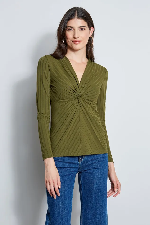 Knits and Sweaters Women Elie Tahari Rib Twist Knot Knit MOSS