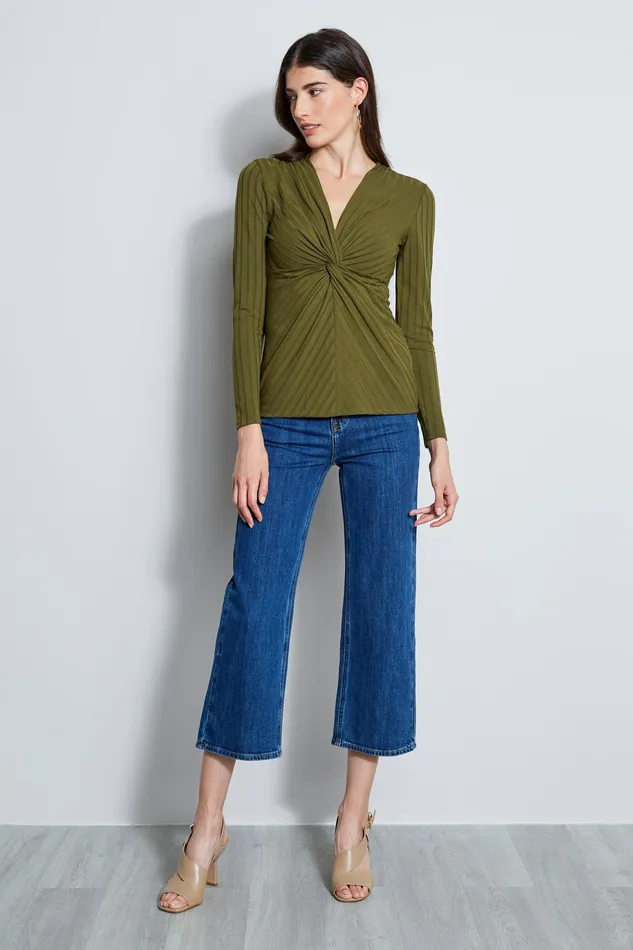 Knits and Sweaters Women Elie Tahari Rib Twist Knot Knit MOSS