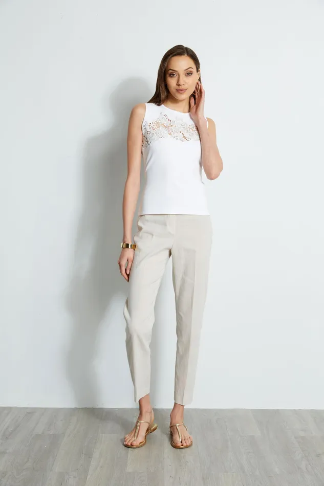 Knits and Sweaters Women Elie Tahari Sleeveless Lace Insert Sweater PEARL