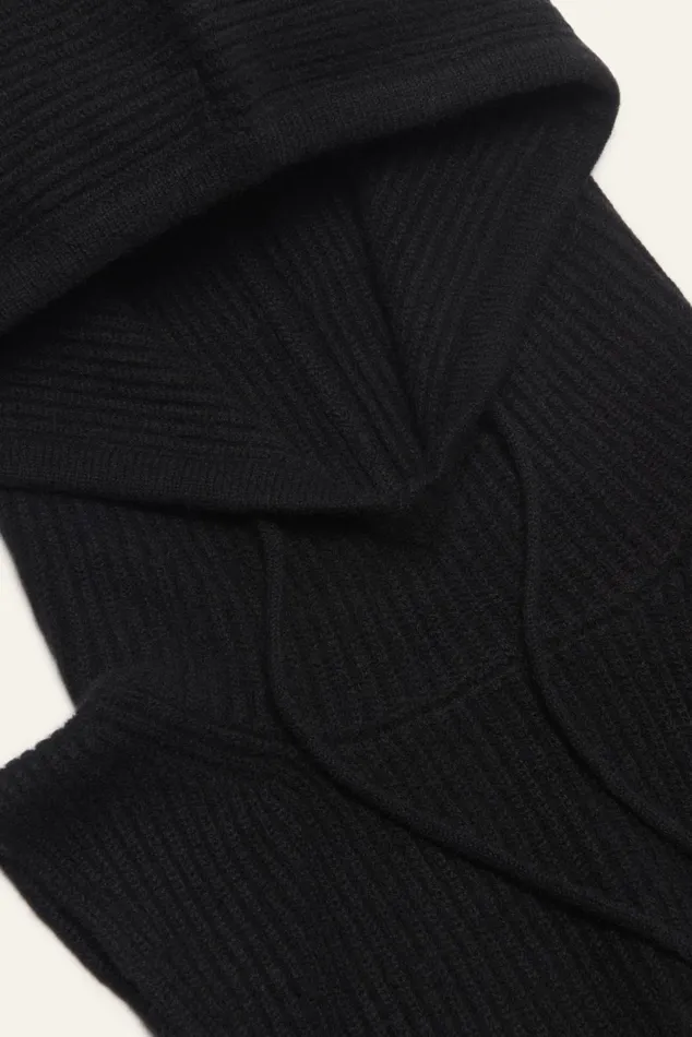 Knitted Hood Cadetto Black Women Baandsh Scarves and Beanies