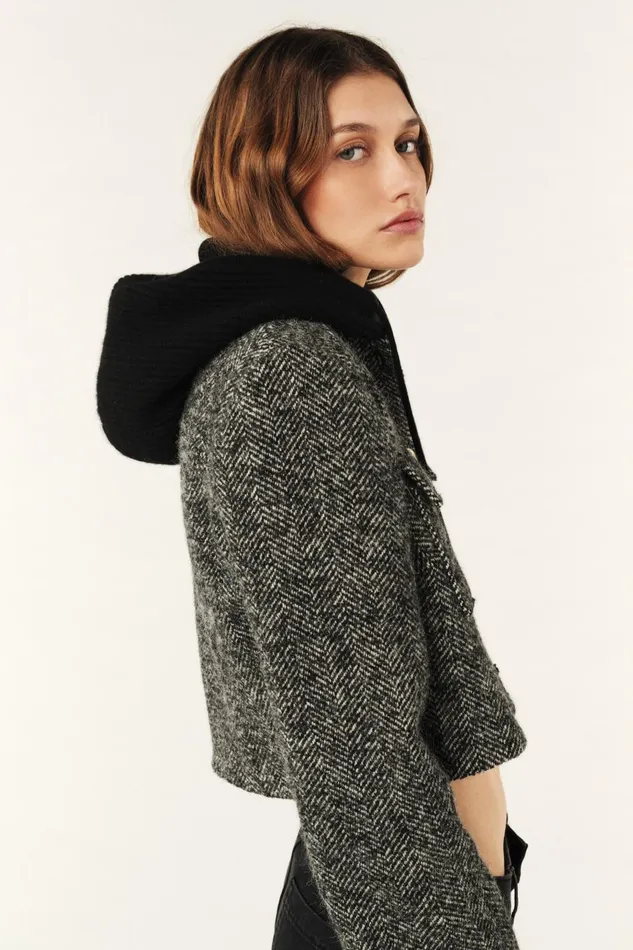 Knitted Hood Cadetto Black Women Baandsh Scarves and Beanies