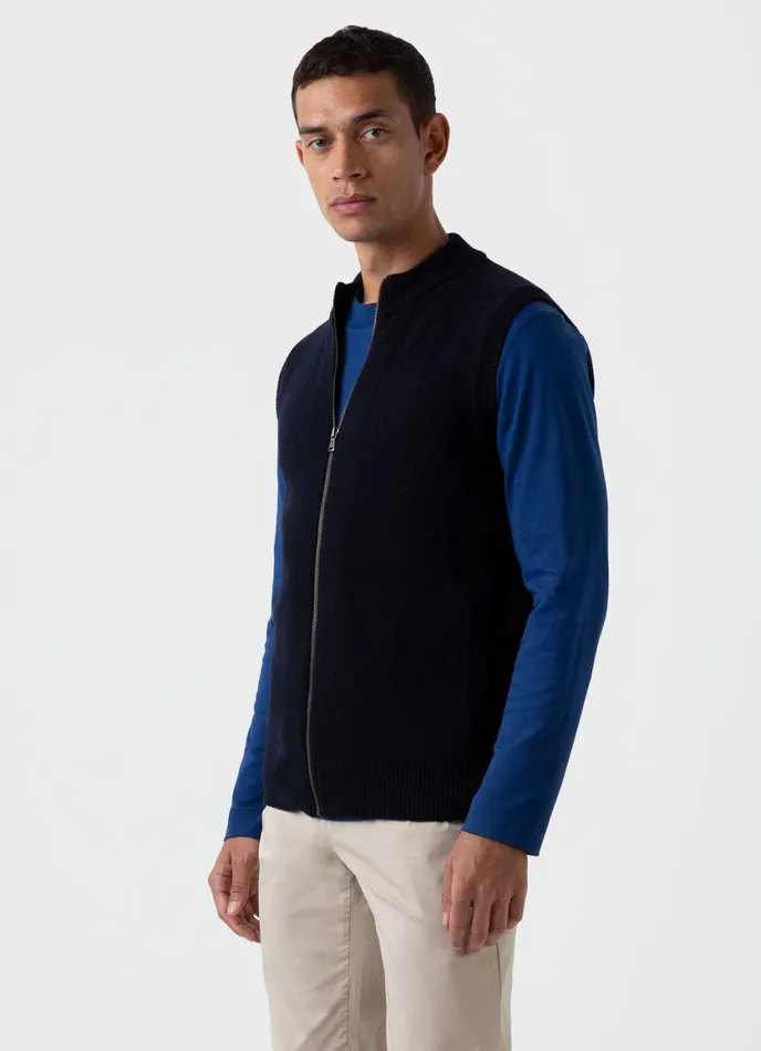 Knitted Vest Navy Men SUNSPEL Knitwear