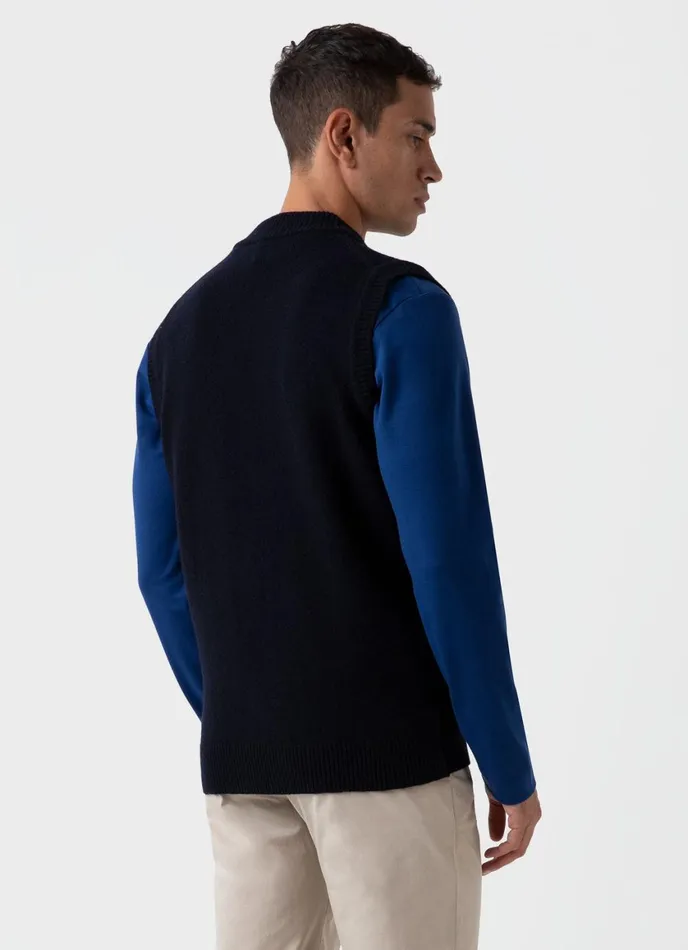 Knitted Vest Navy Men SUNSPEL Knitwear