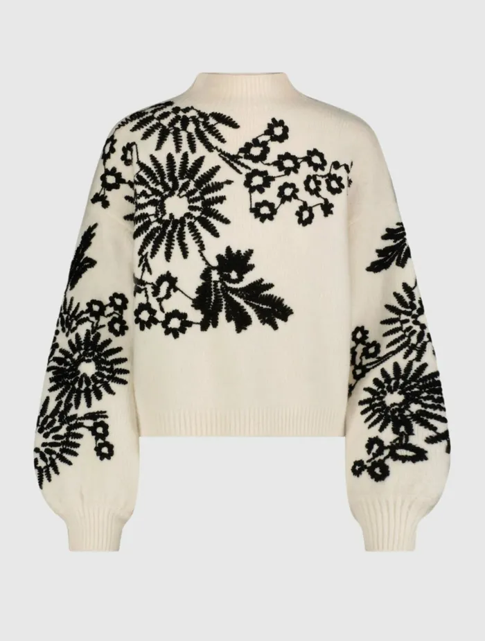 Knitwear Balloon Sleeve Cropped Mock Neck Knit Sweater Ecru 8211 Mac Duggal Women